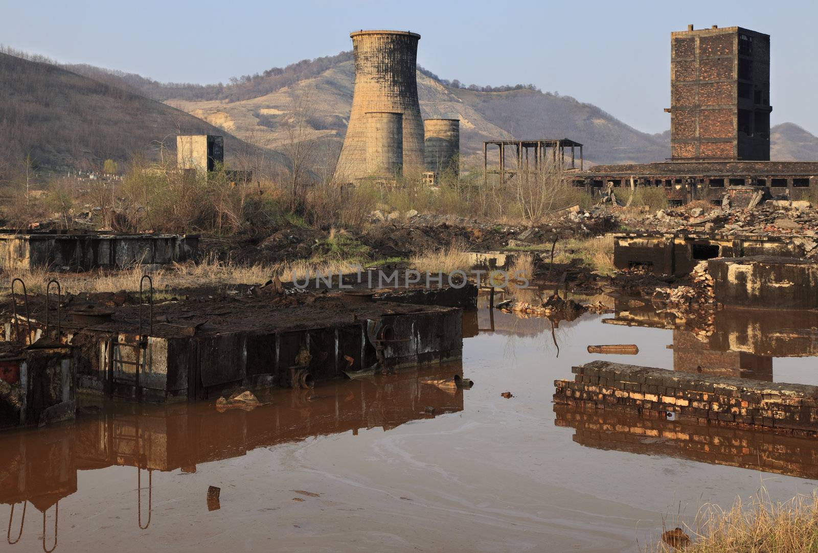 Ruins of a very heavily polluted industrial site at Copsa Mica,Romania.In 1990's the place was known as one of the most polluted towns in Europe.