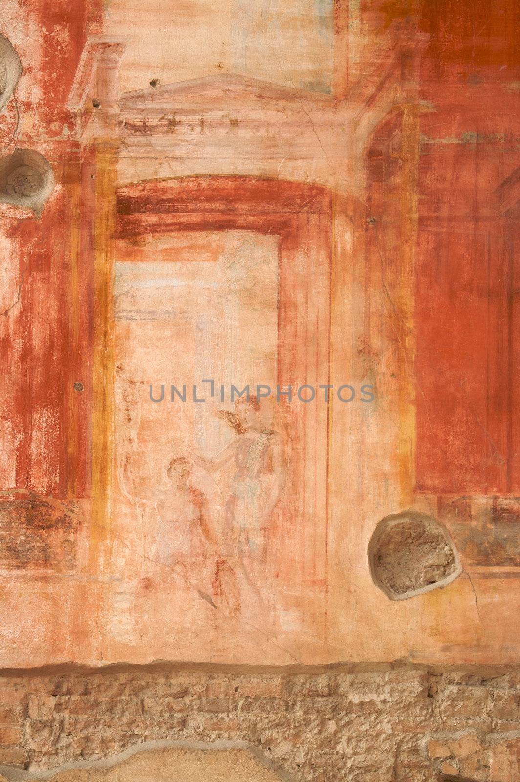 Ancient Fresco from the walls of the Pompeii, Italy ruins.