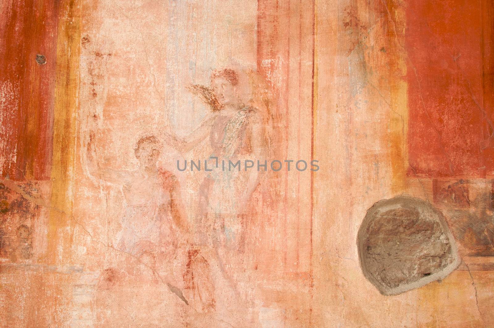 Ancient Fresco from the walls of the Pompeii, Italy ruins.