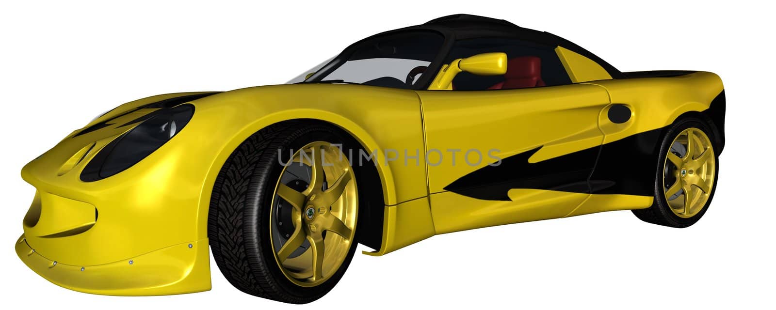 3D rendered sport car on white background isolated