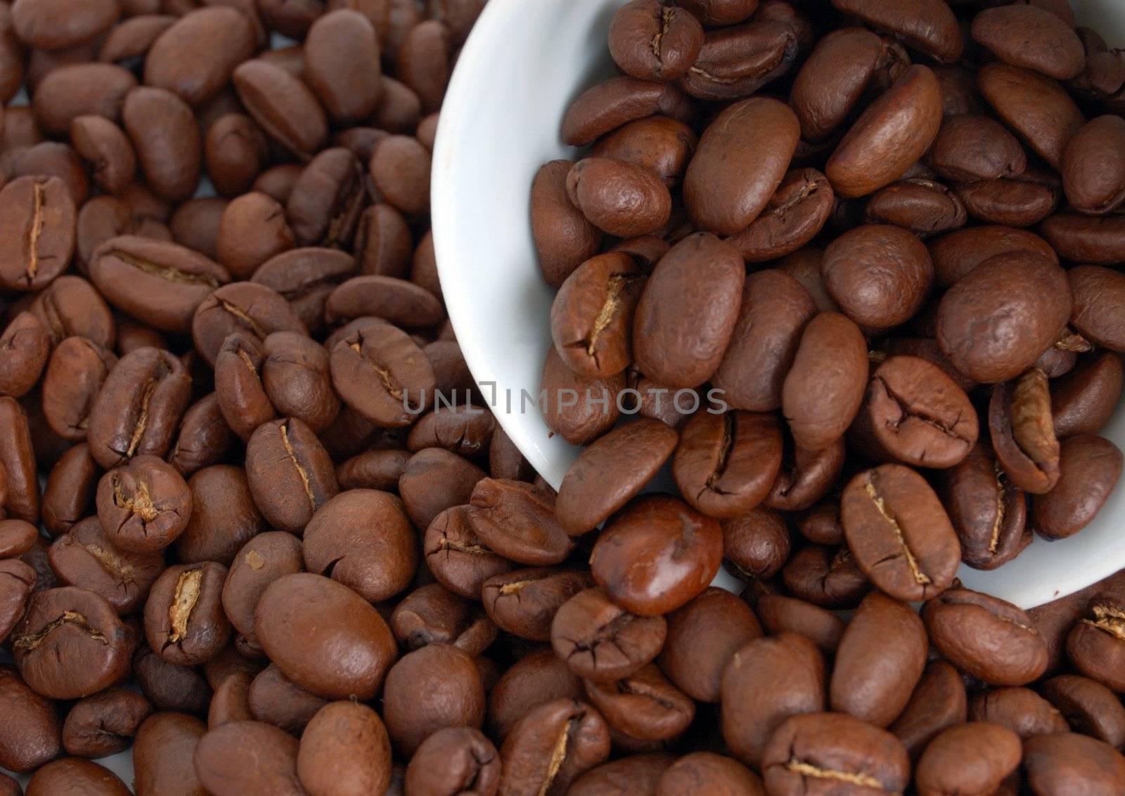 heap of coffee beans with cap