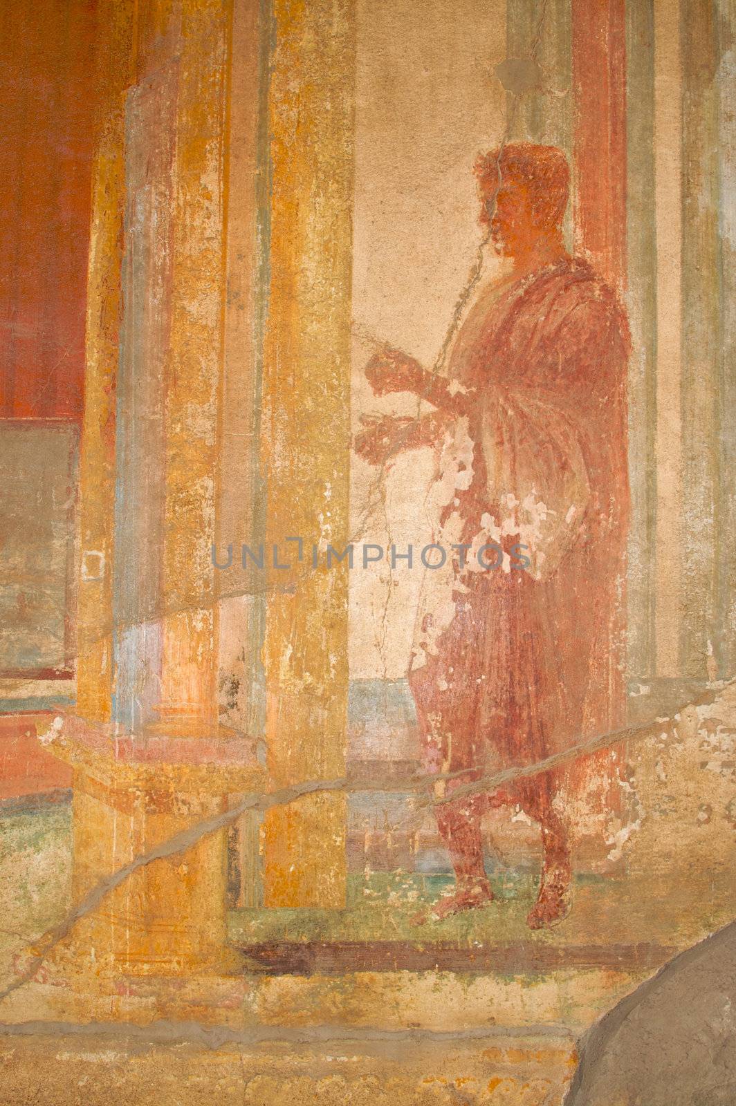 Ancient Fresco from the walls of the Pompeii, Italy ruins.
