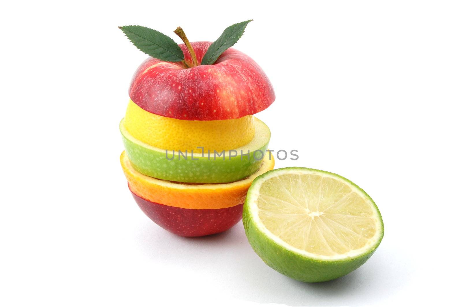 fresh fruits isolated on a white background