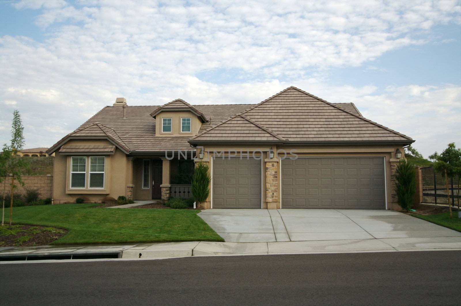 A newly constructed, modern american home.