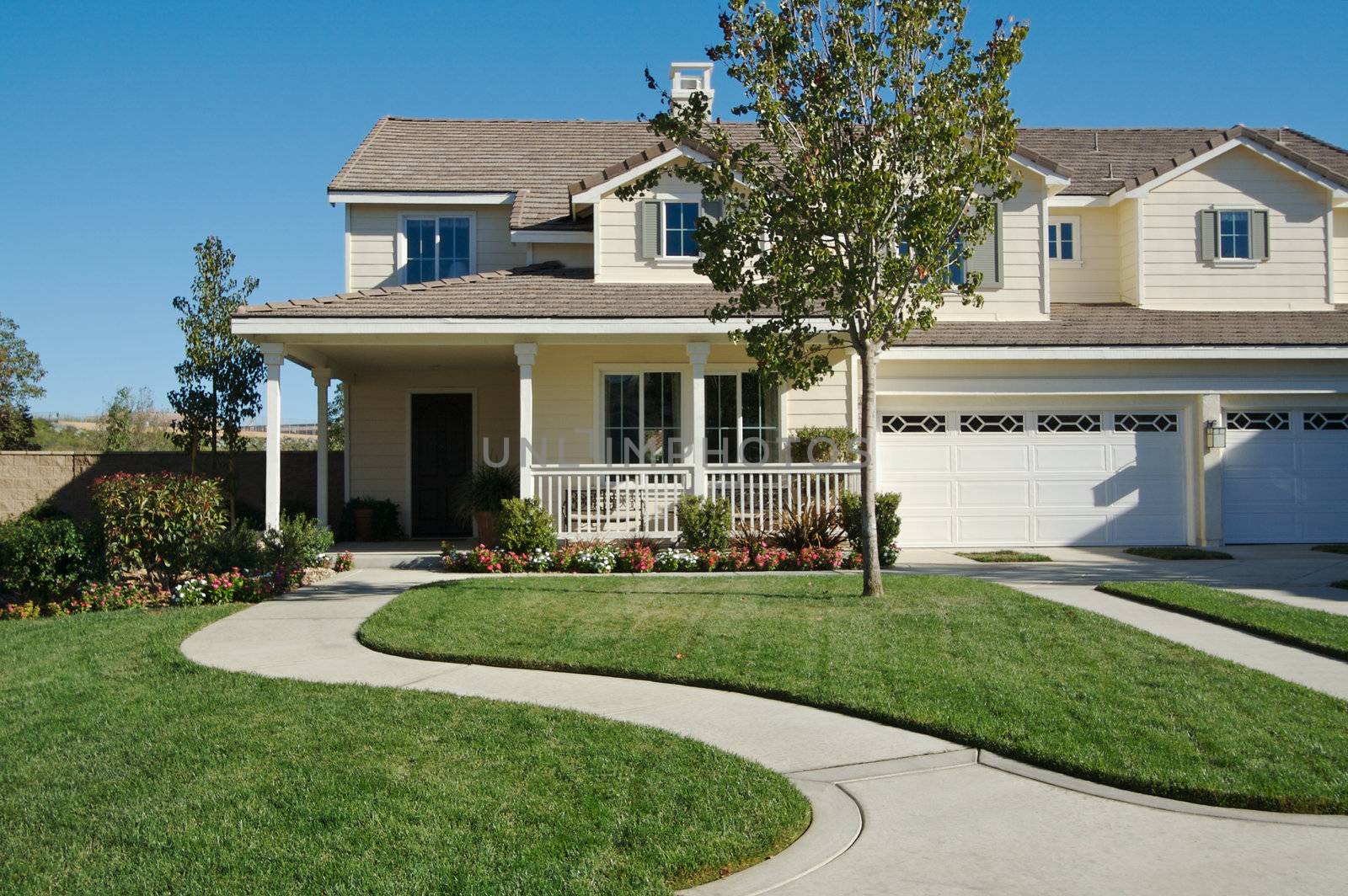 A newly constructed, modern american home.