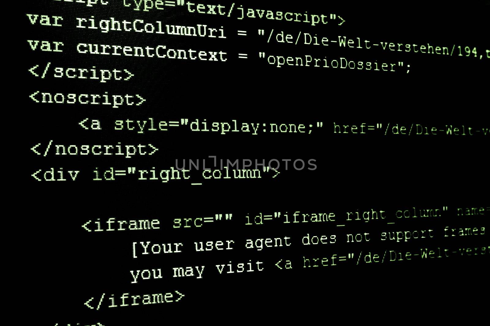 computer html code showing concept of internet and software programming