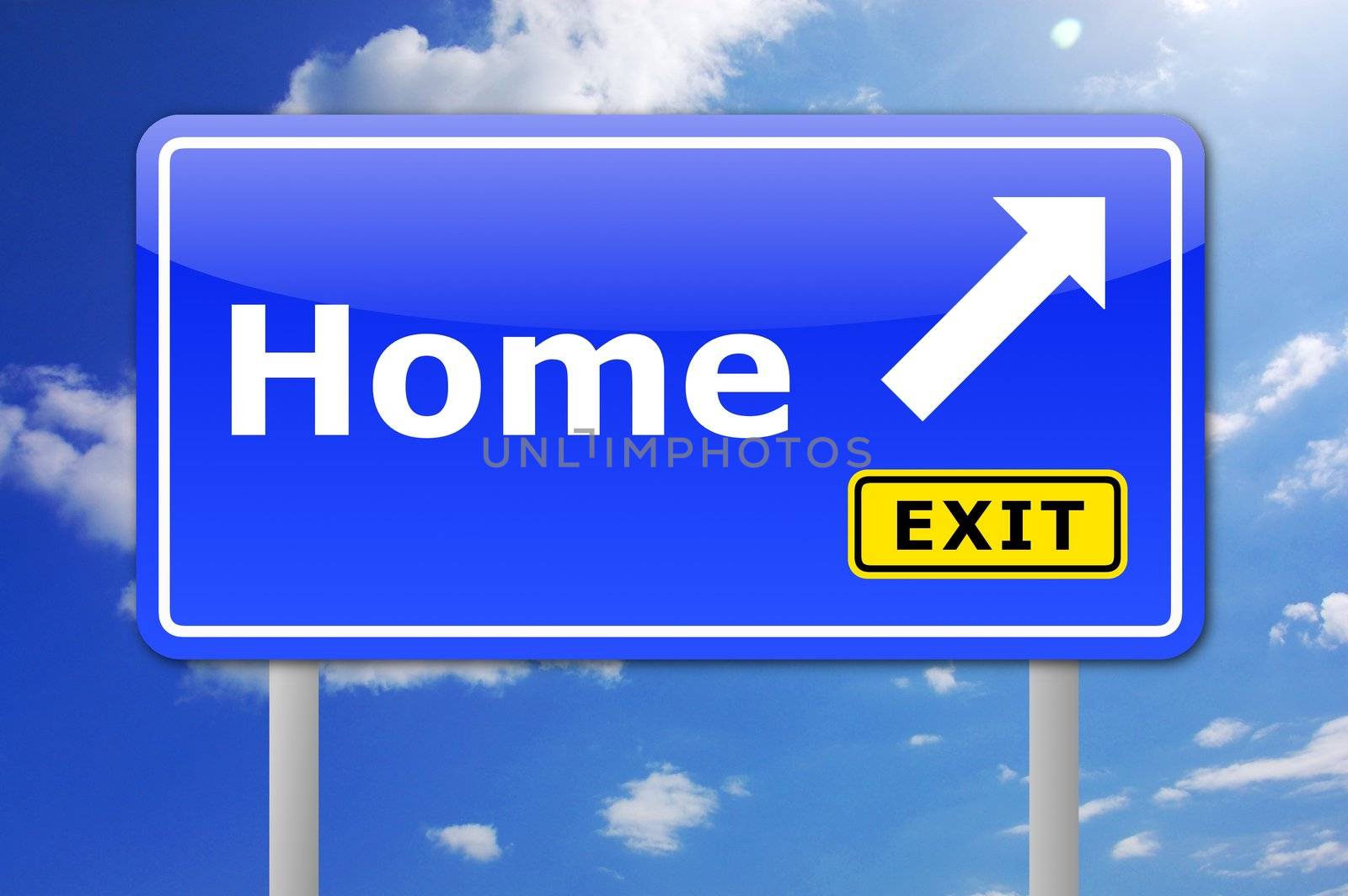 word home written on a traffic sign