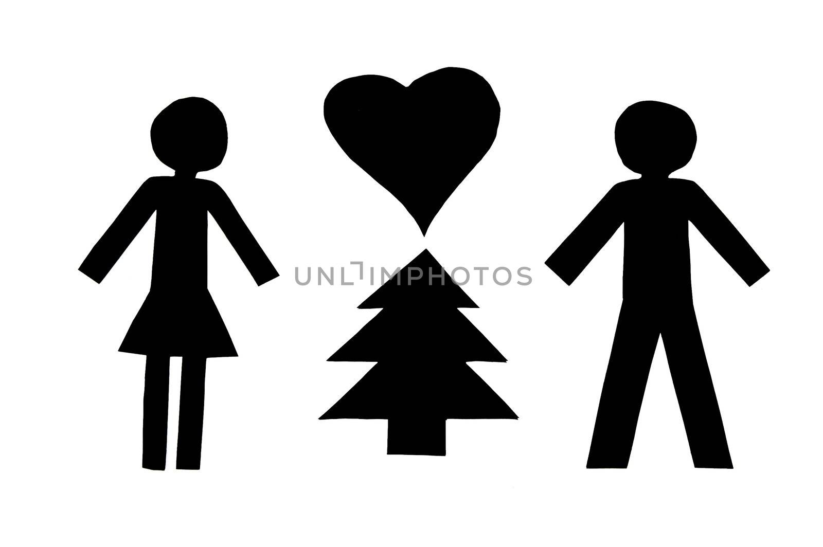 young couple on xmas isolated on white background