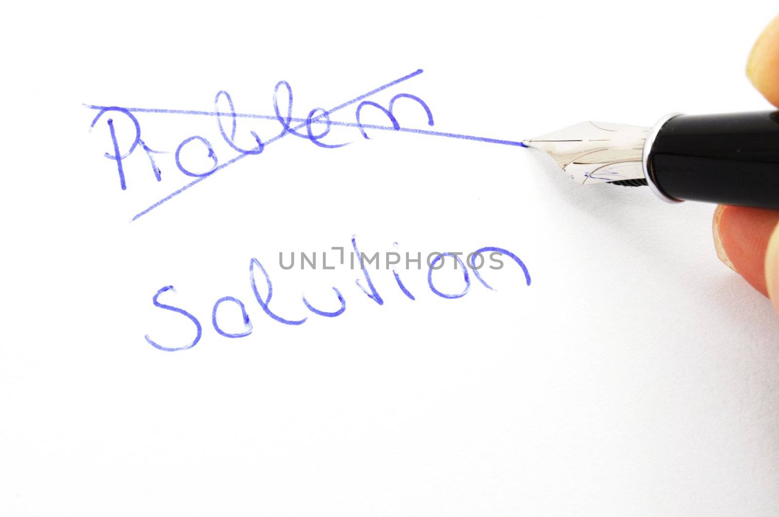 problem and solution concept with pen and paper