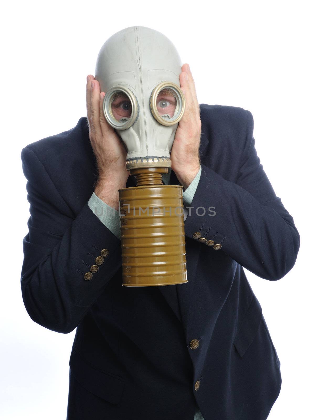 gas mask business man by PDImages