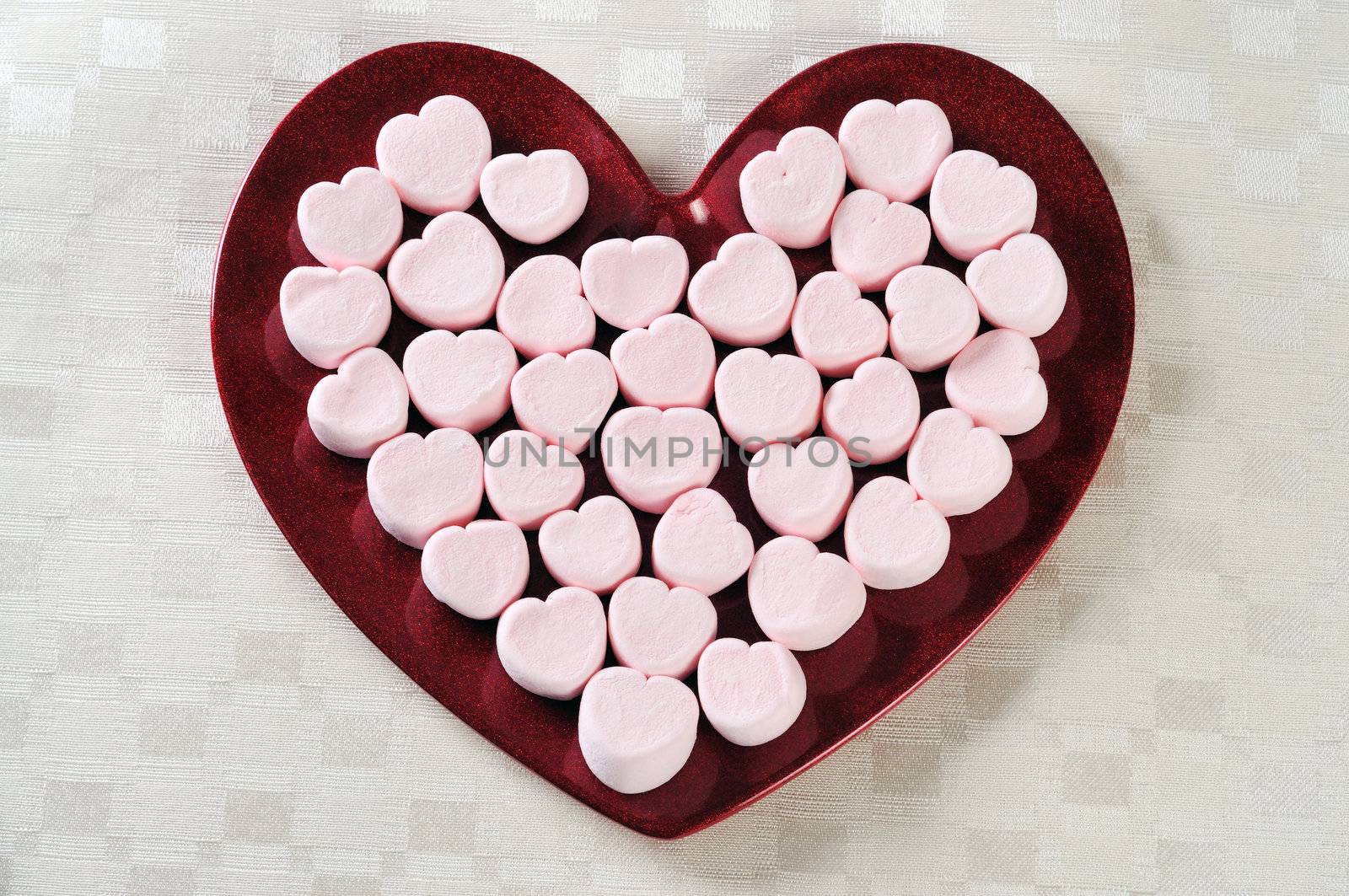 heart plate of marshmallows by PDImages