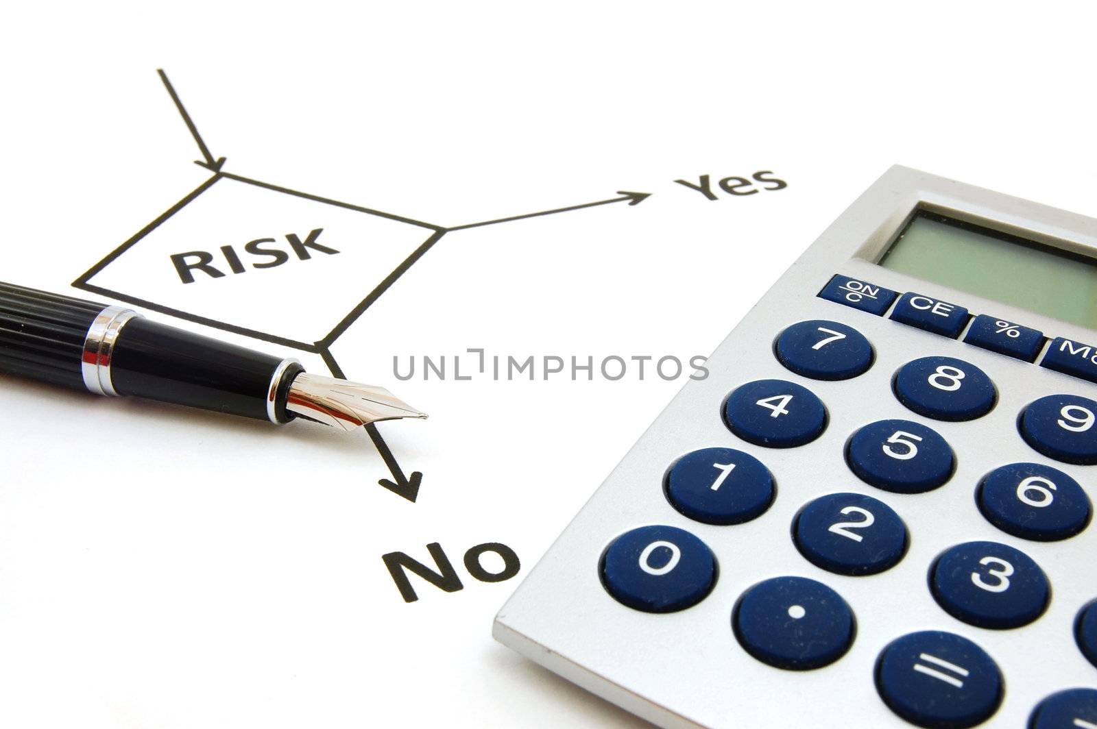 planning the business risk with flowchart at work