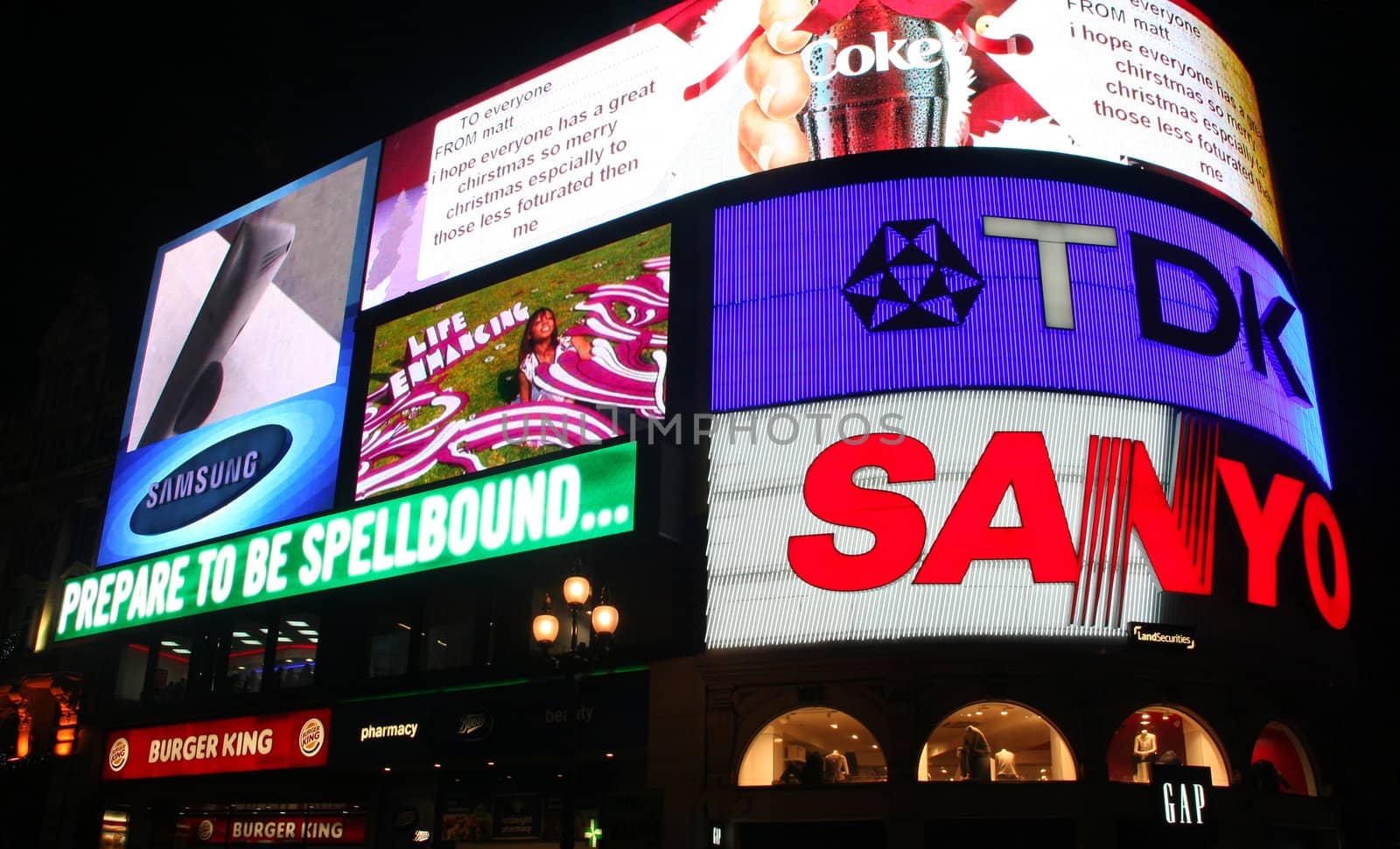 Neon lights at Piccadilly Circus, London