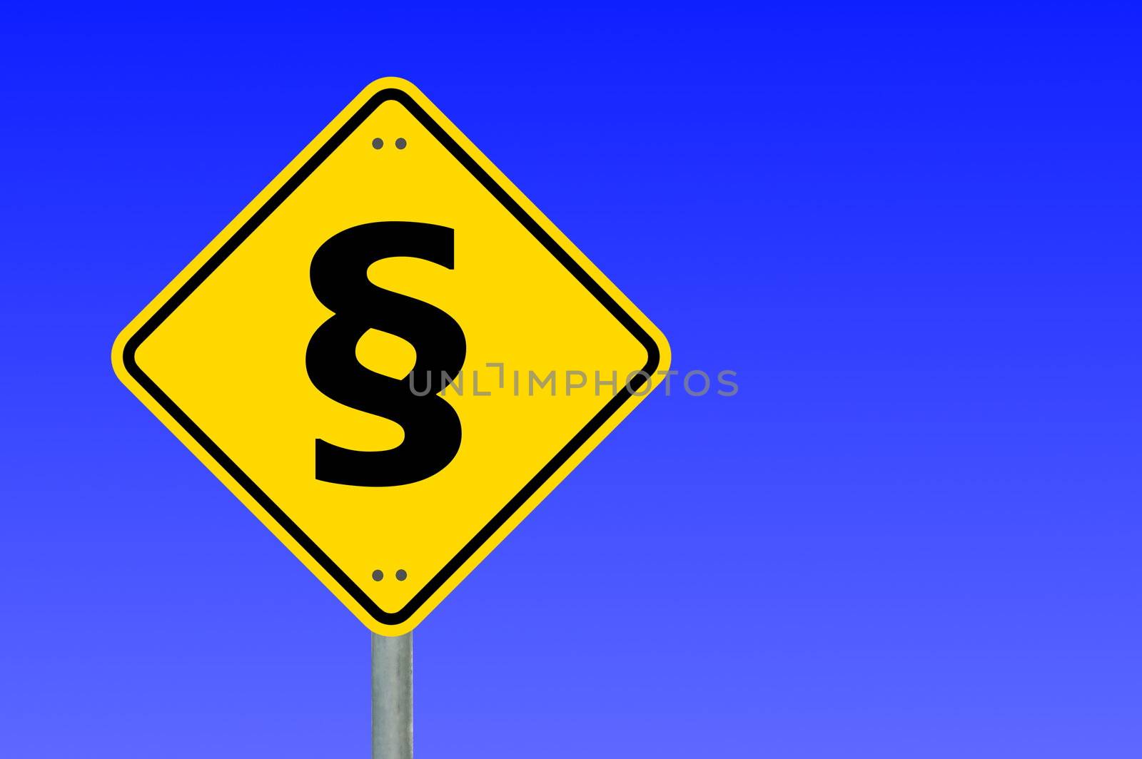 law concept with paragraph on a yellow traffic sign