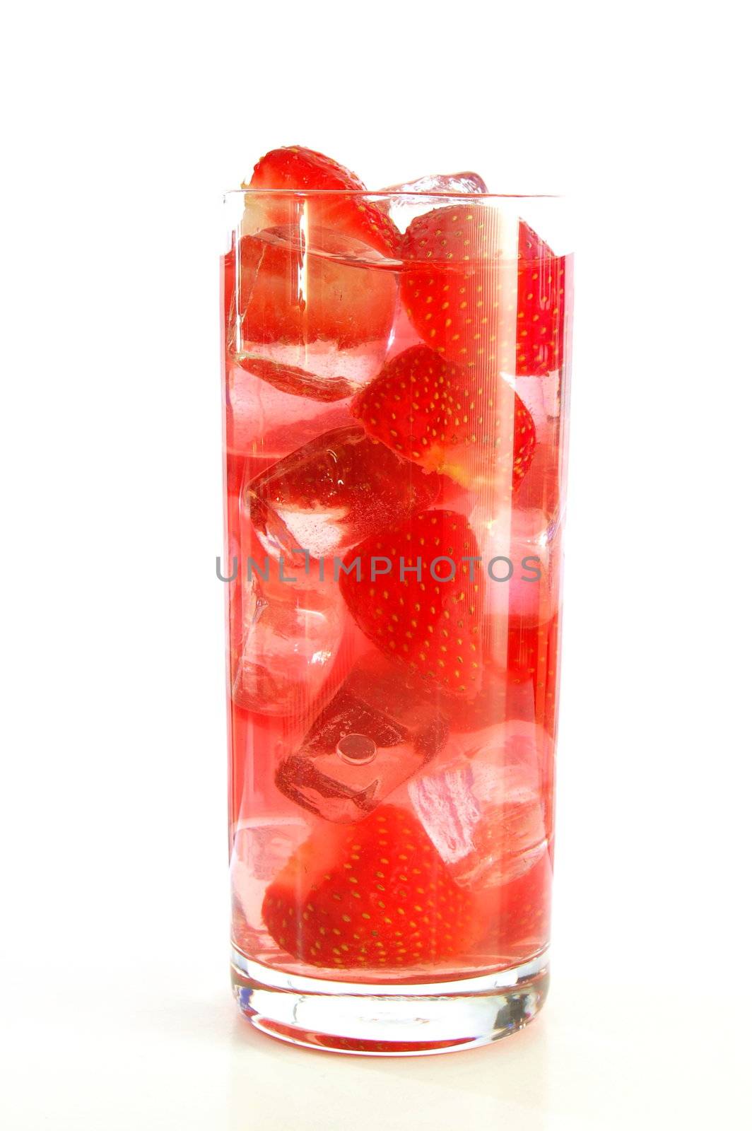 strawberry fruit juice or cocktail drink isolated on white