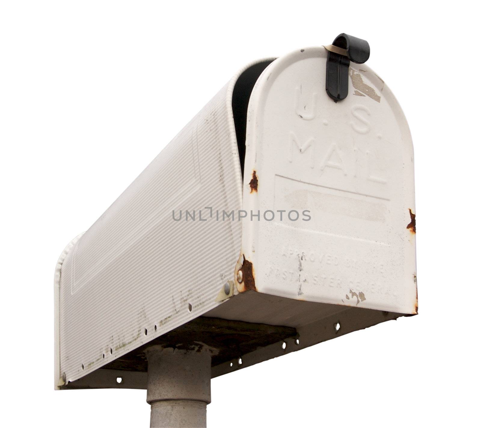 Weathered Old Mailbox Isolated on a White Background