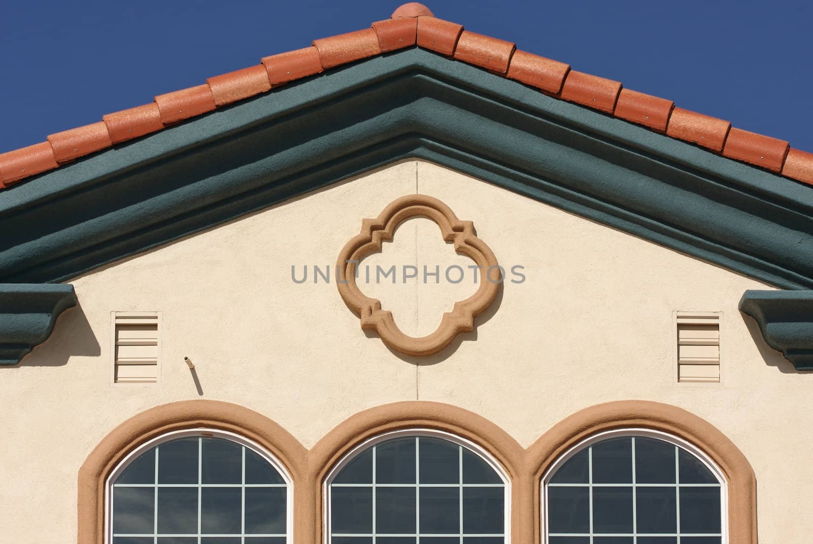 Abstract of New Architectural Details with Spanish Tile and Stucco.