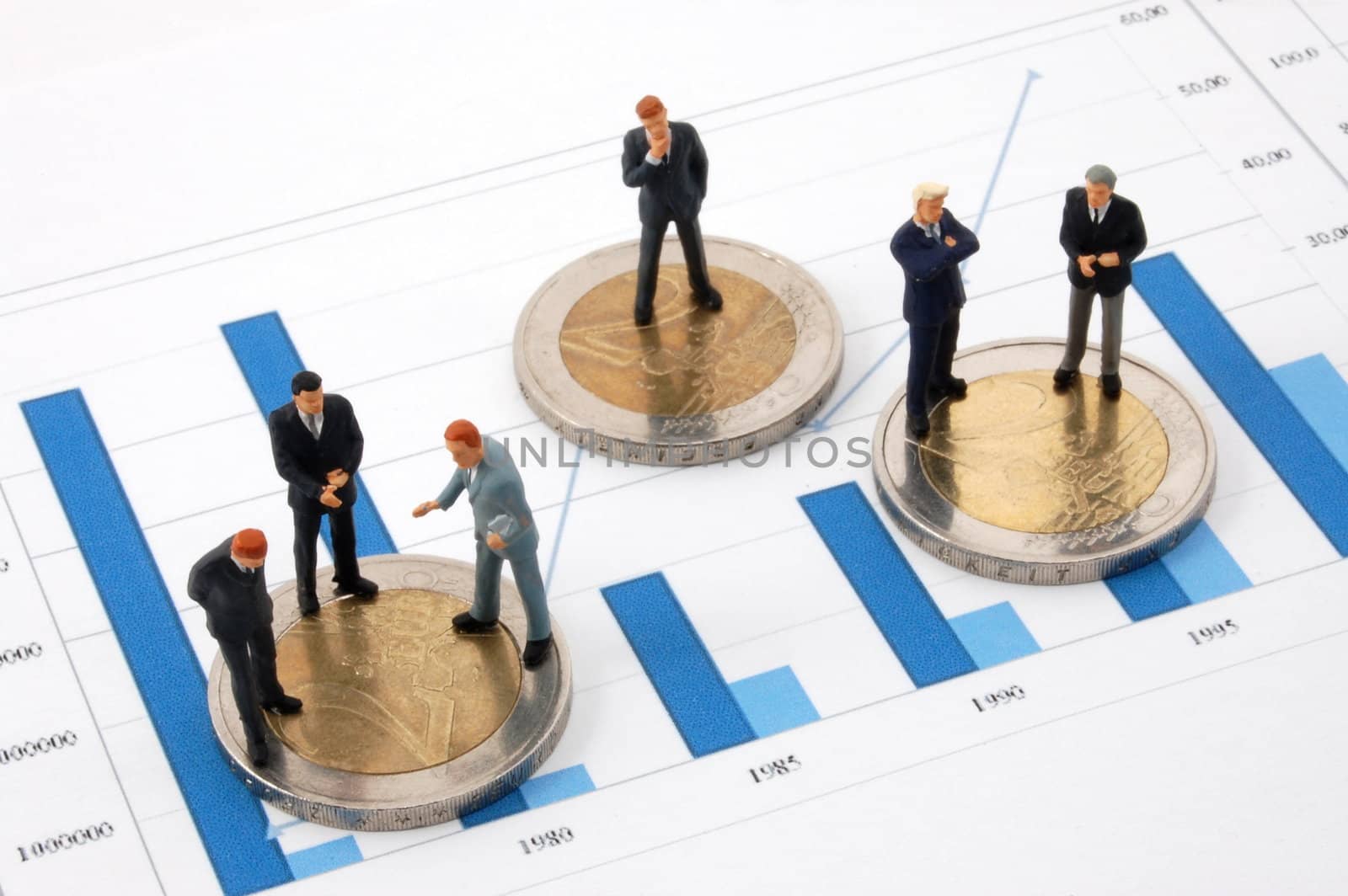 successful businessman and euro money over business chart