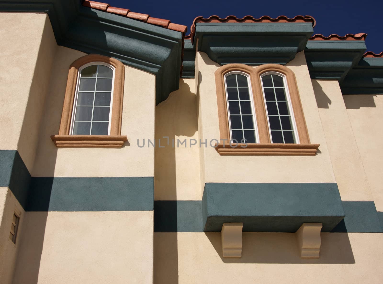 Abstract of New Architectural Details with Spanish Tile and Stucco.