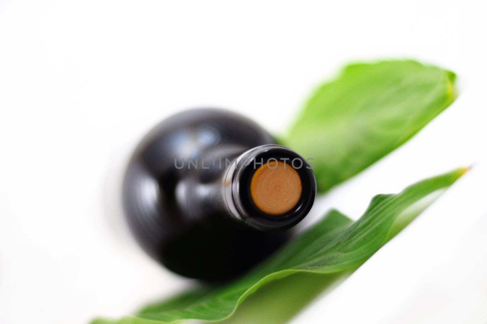 bottle of wine isolated on white background with copyspace