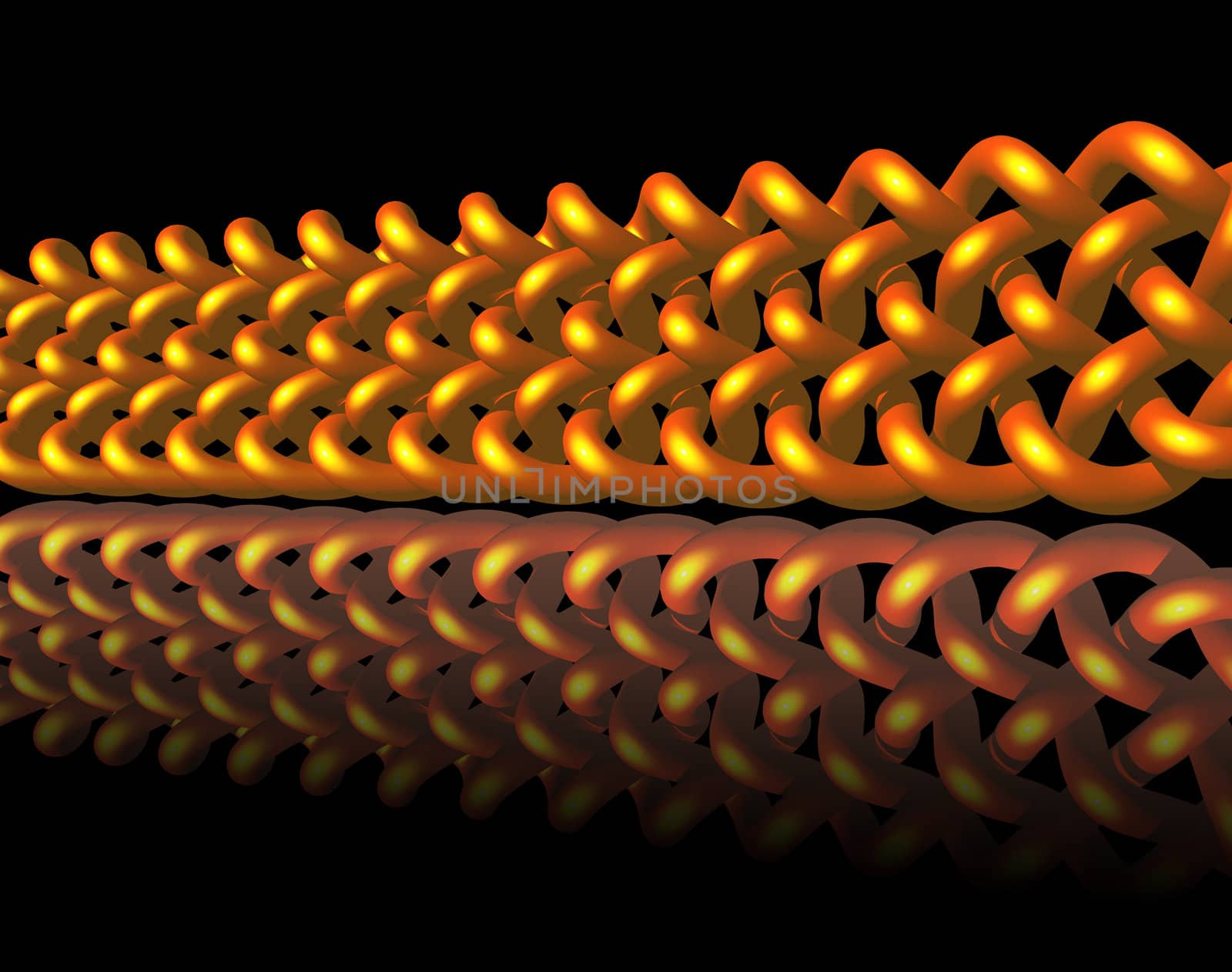 abstract golden knots line on black background - 3d illustration