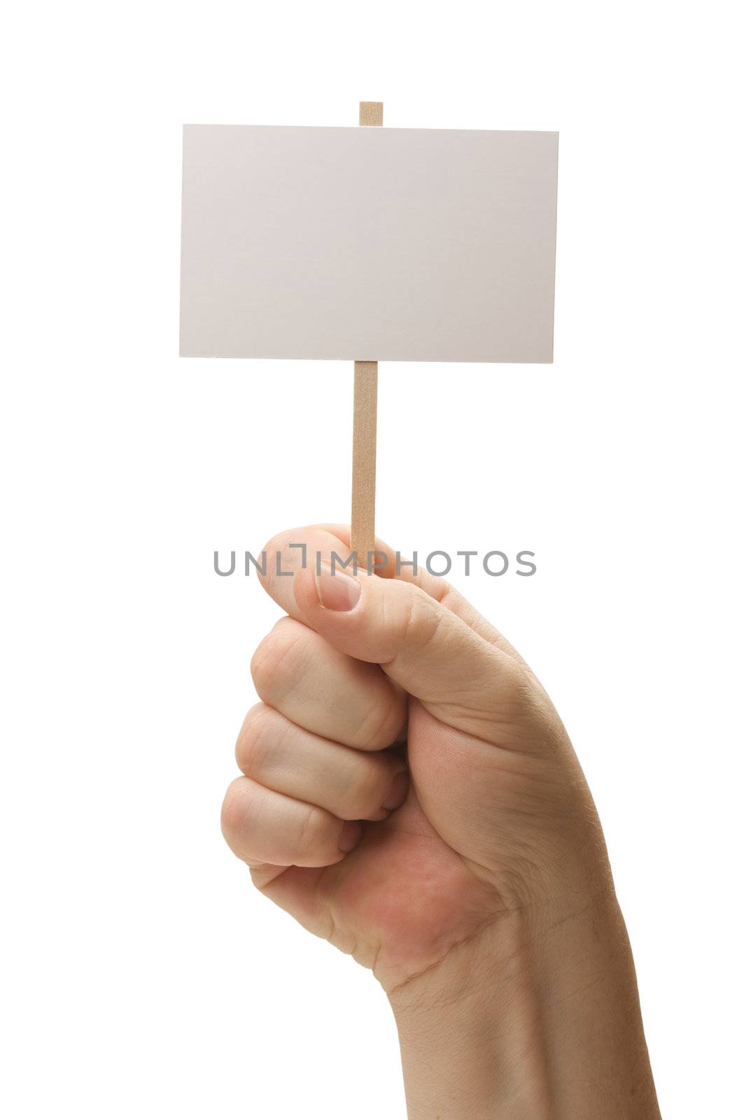 Blank Sign In Fist Isolated on A White Background.