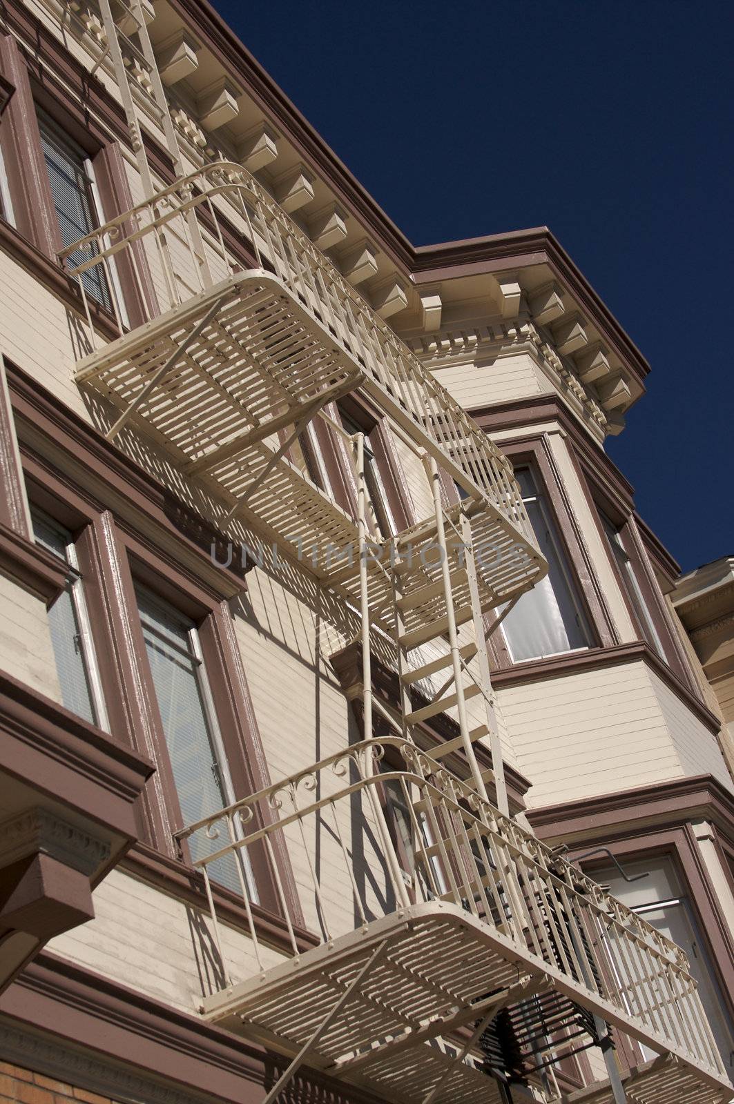 Abstract Fire Escape on Building in San Francisco, CA, United States.