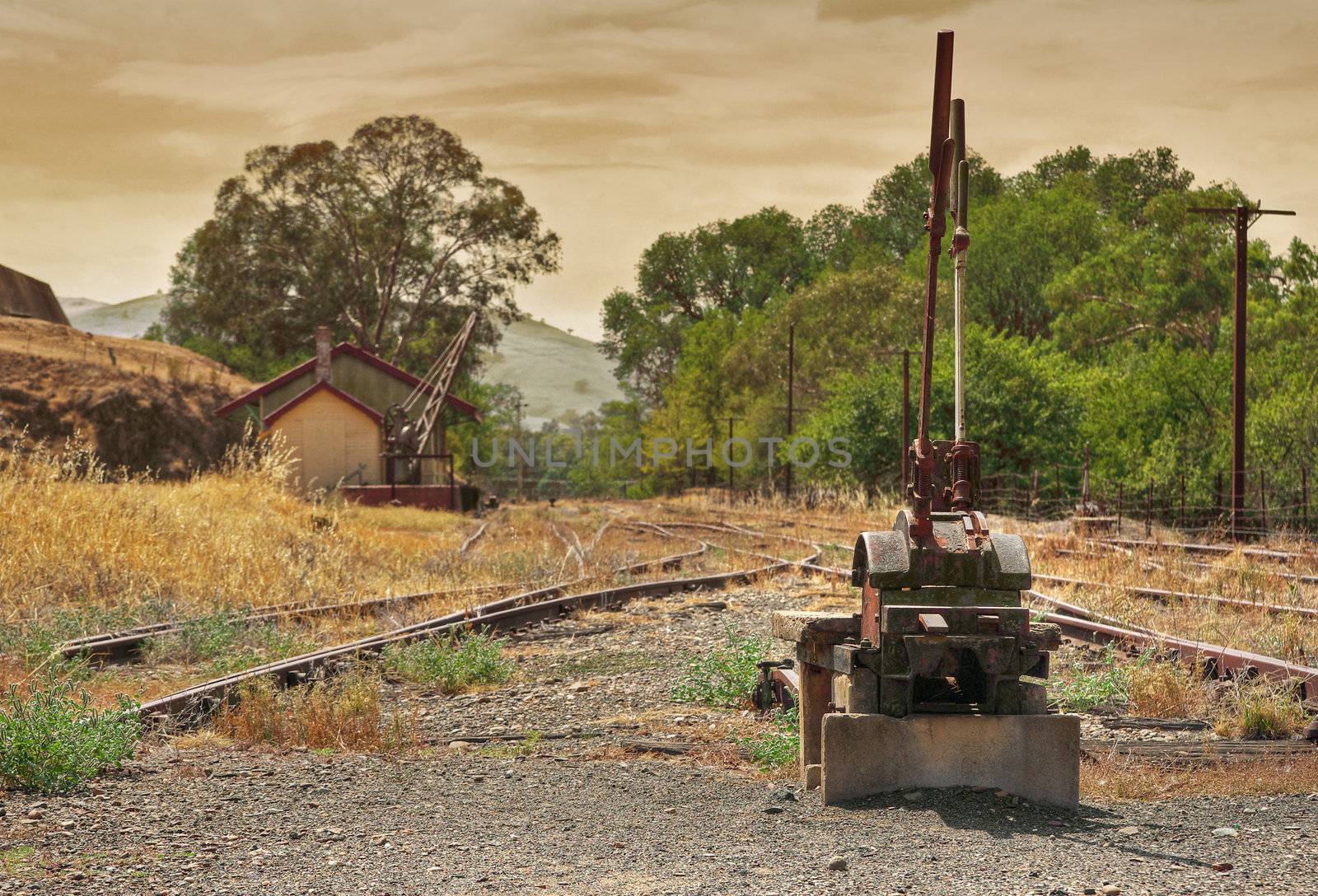 a switch on the old unused railway tracks 