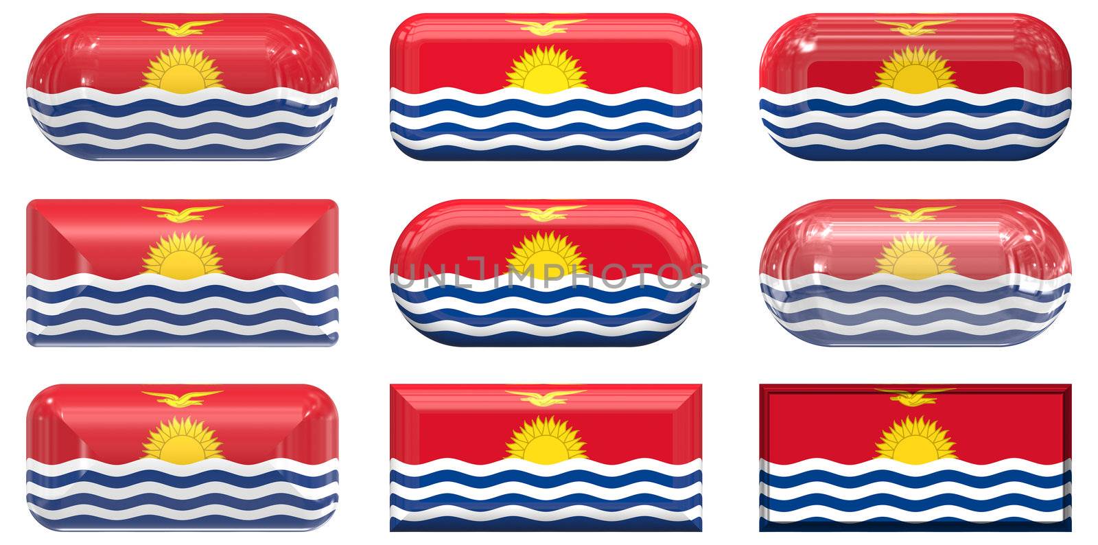 nine glass buttons of the Flag of Kiribati by clearviewstock