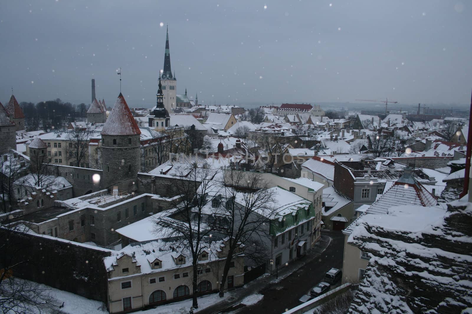 Winter view on old city of Tallinn, Estonia.
