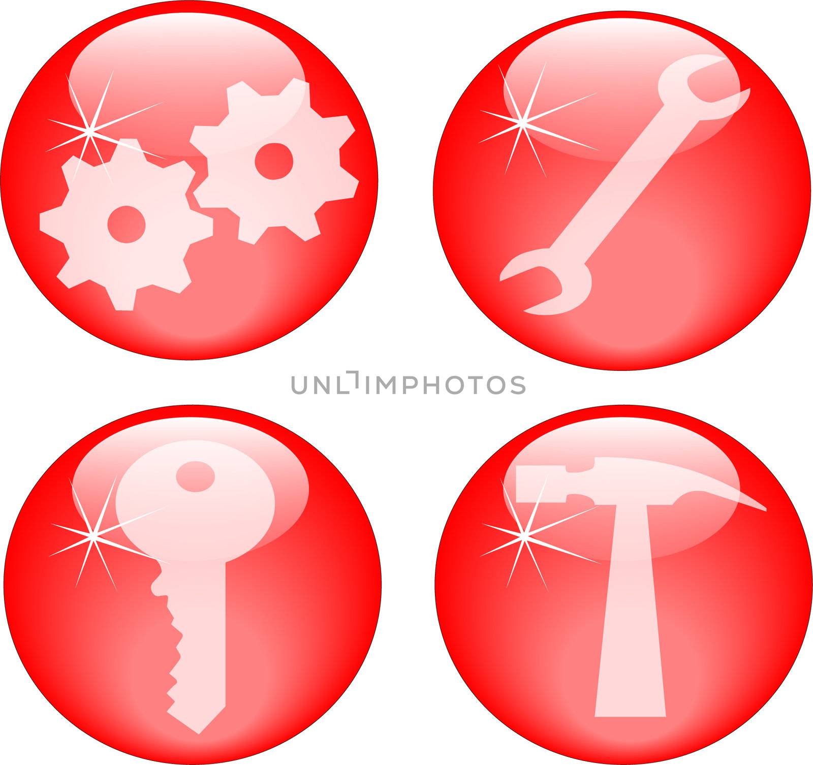 red tool set icons by megnomad