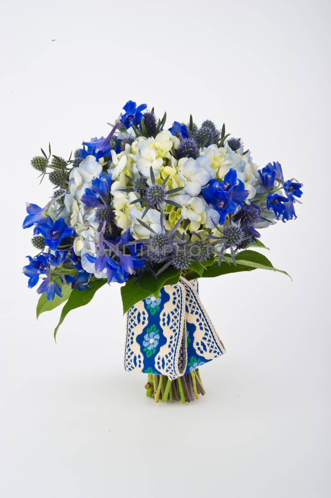 Image of a beautiful floral bouquet on white background