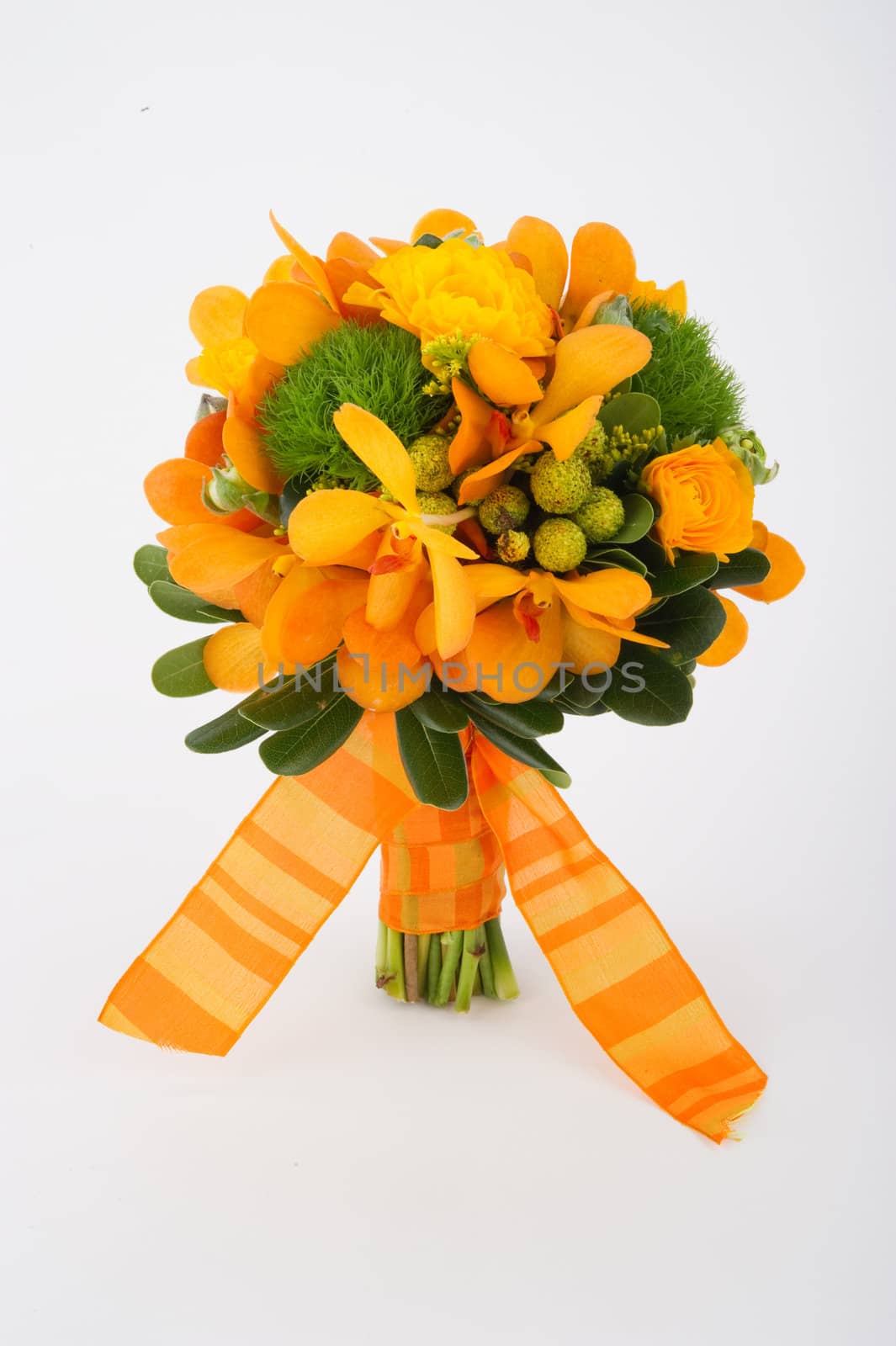 Image of a beautiful floral bouquet on white background