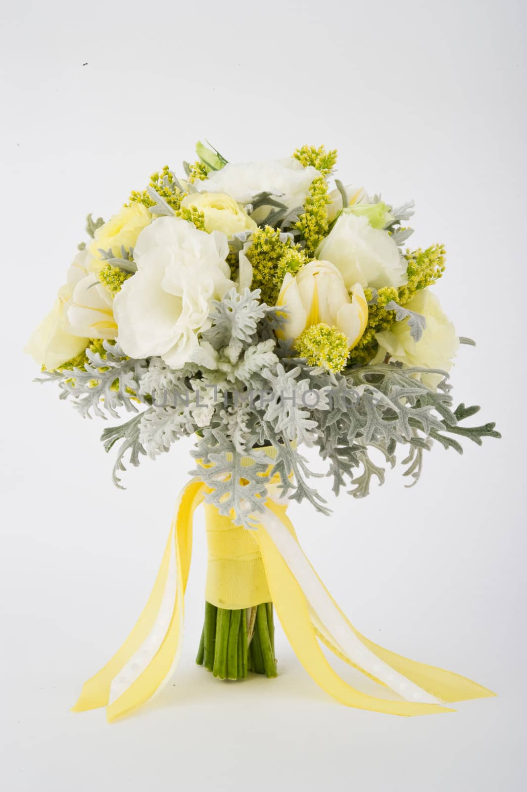 Image of a beautiful floral bouquet on white background