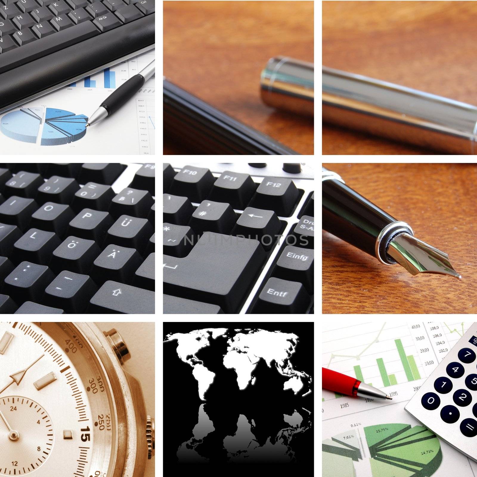 collection or collage of finance or business images