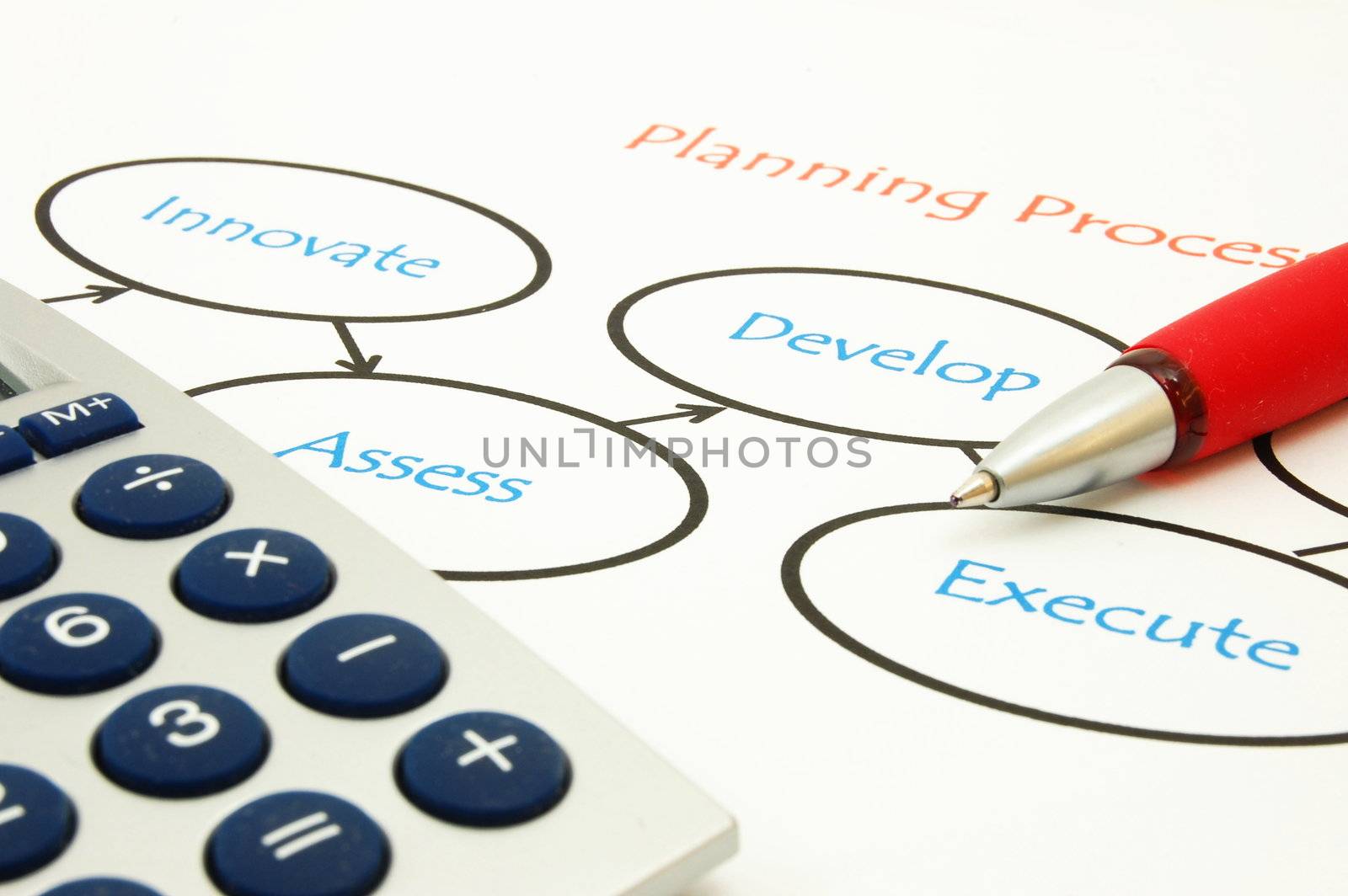 analysing business plan with pan an paper in the office