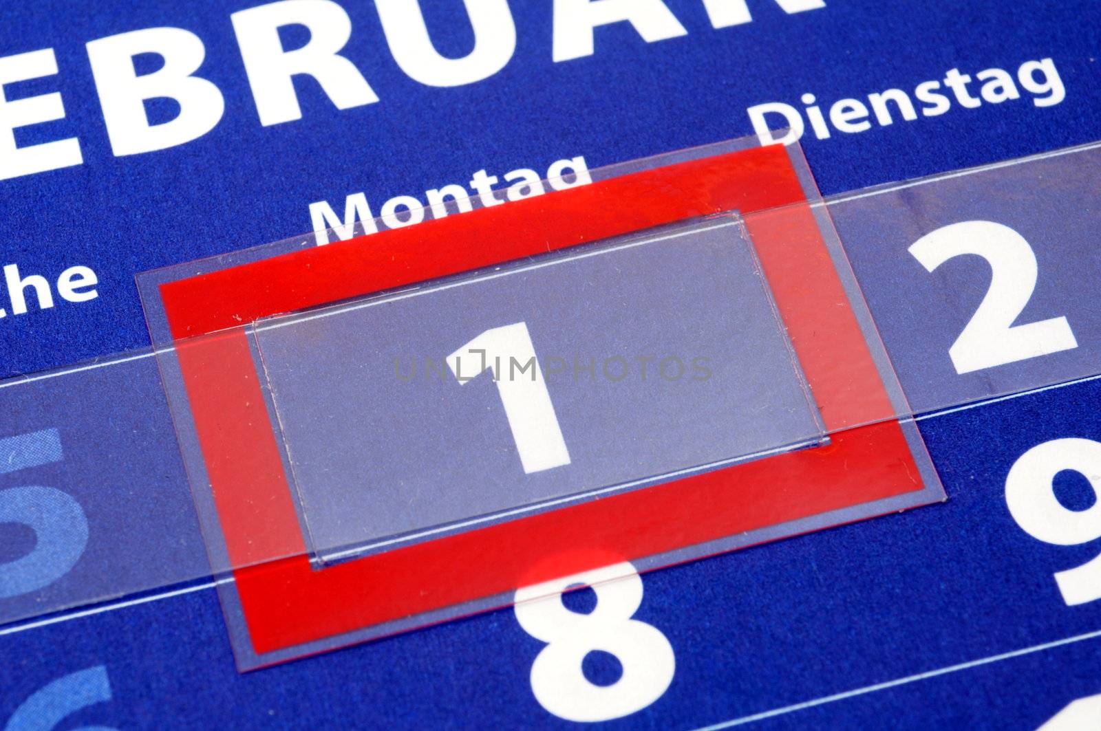 calendar day with red mark showing date