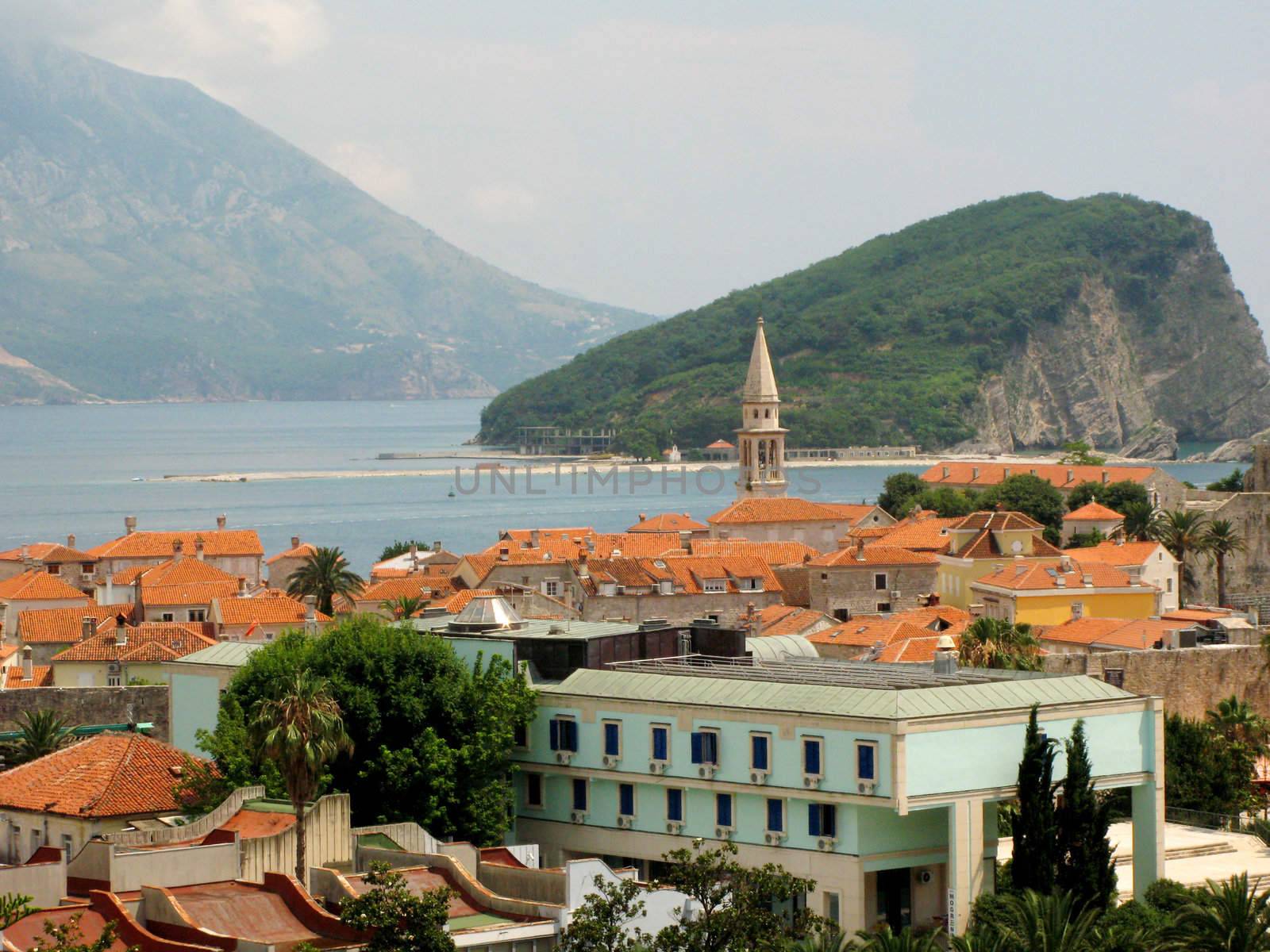 Beautiful view on the sea coast and Budva