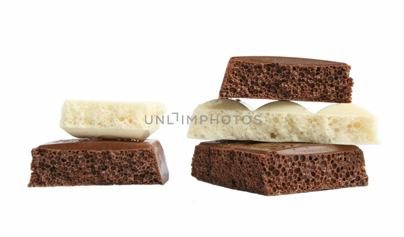 Porous chocolate on a white background