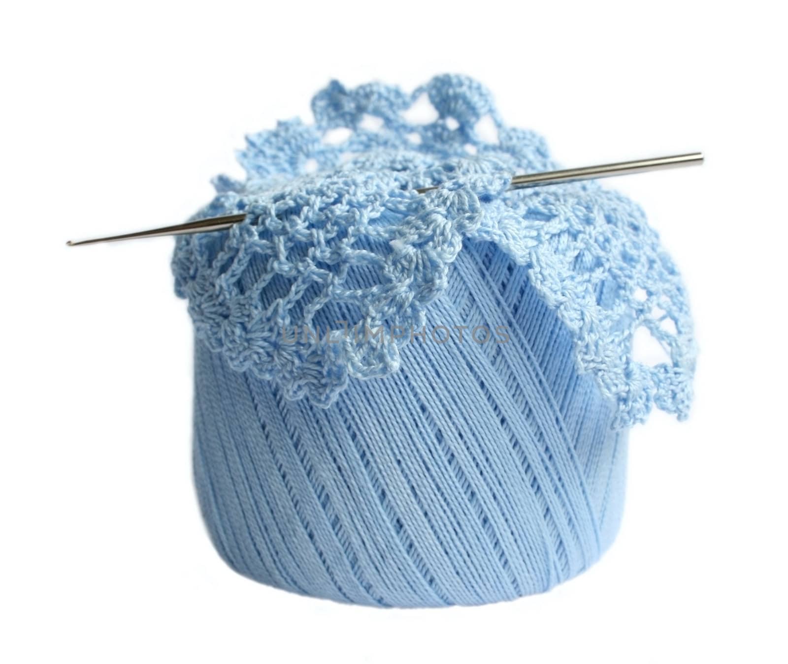 Knitting on a white background.