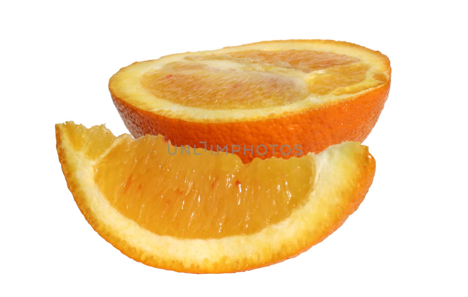 Ripe orange on a white background.