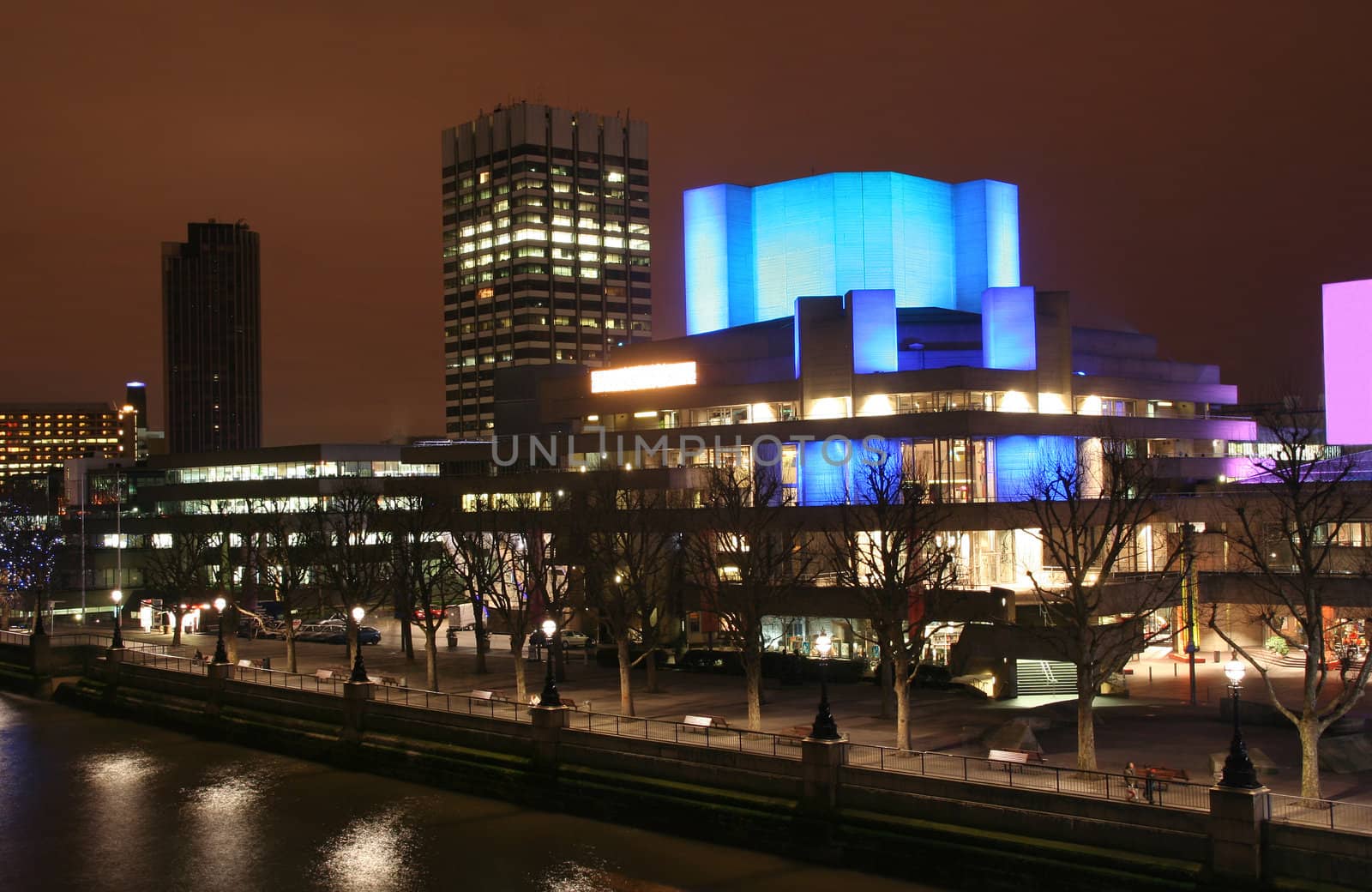 London National Theatre at night
