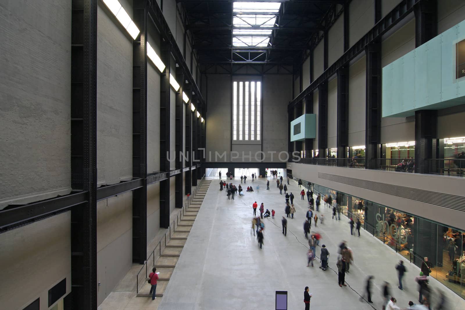 Interior of the Tate Modern Art Gallery, housed in a former power station
