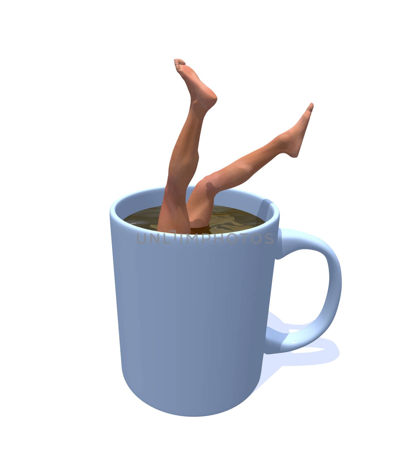 mug with human legs - 3d illustration