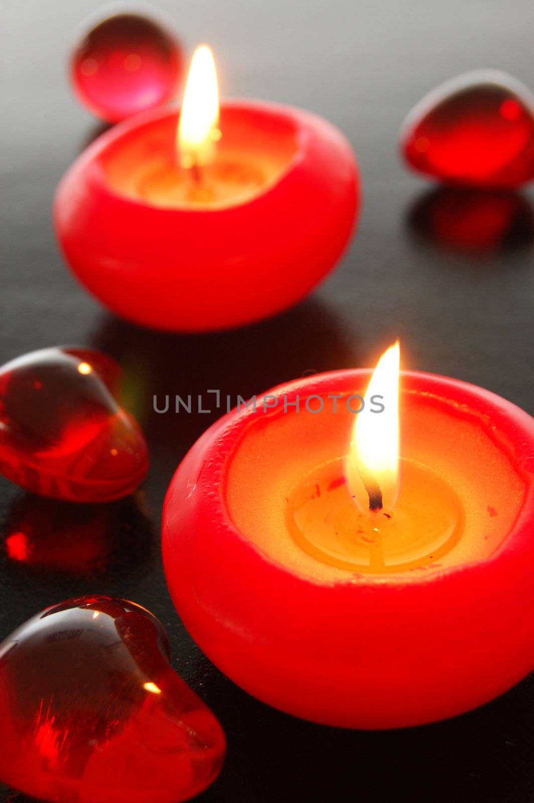 love or romance concept with red candles