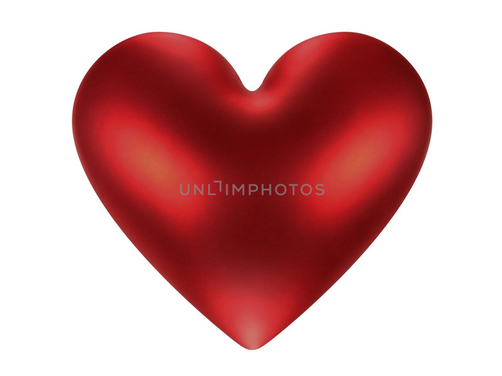 Red shiny Valentine heart isolated on white background. With clipping path.