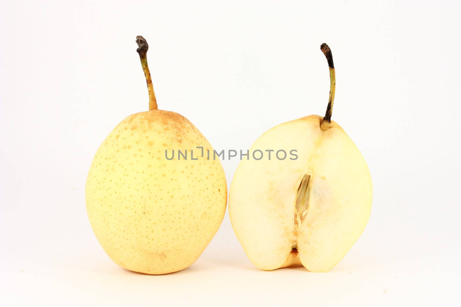 Chinese pear nashi isolated on white background