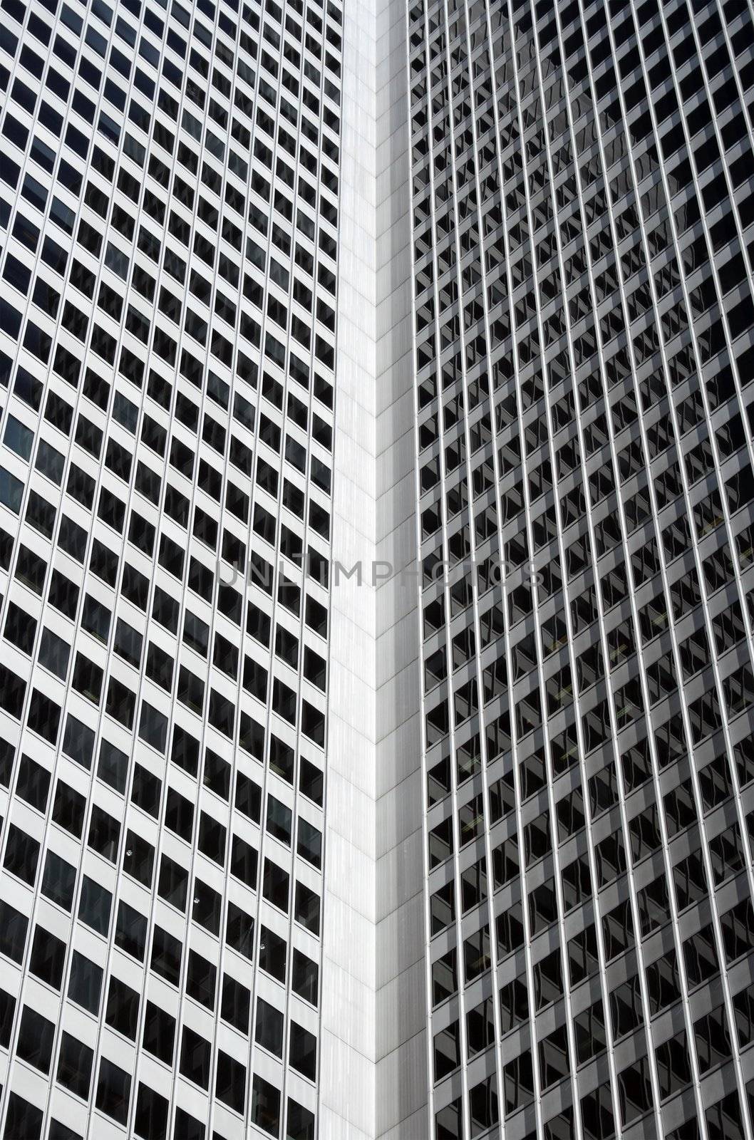 Inside corner and windows of a skyscraper.