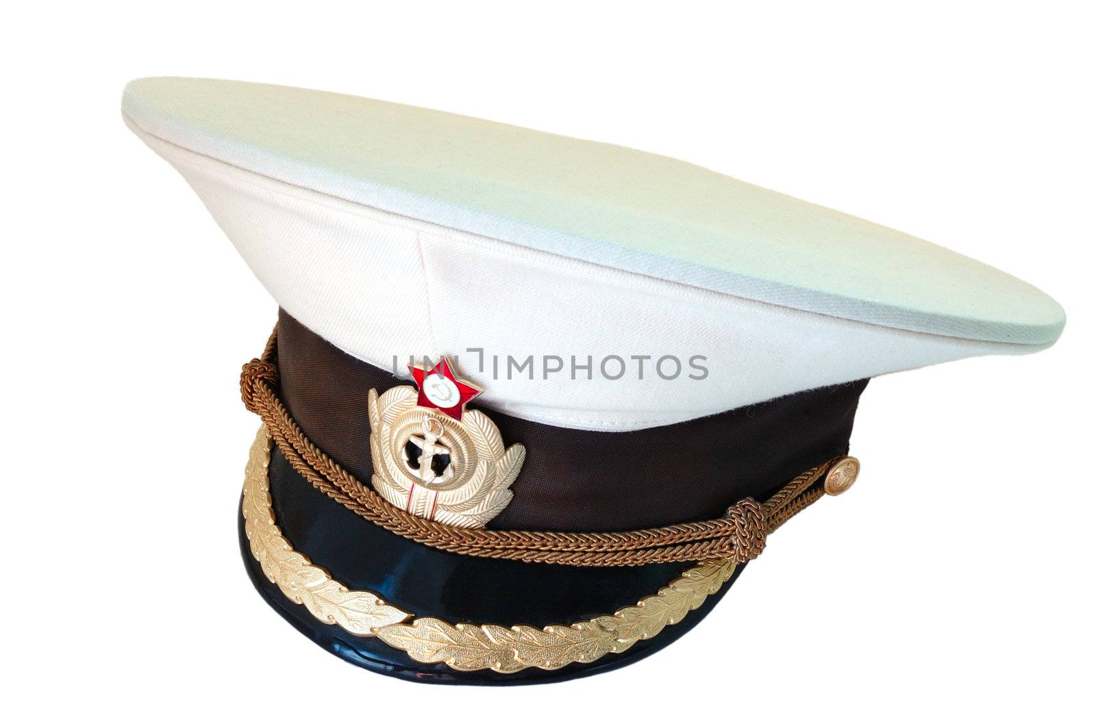 Russian navy summer  service (peak) cap on isolated background. 