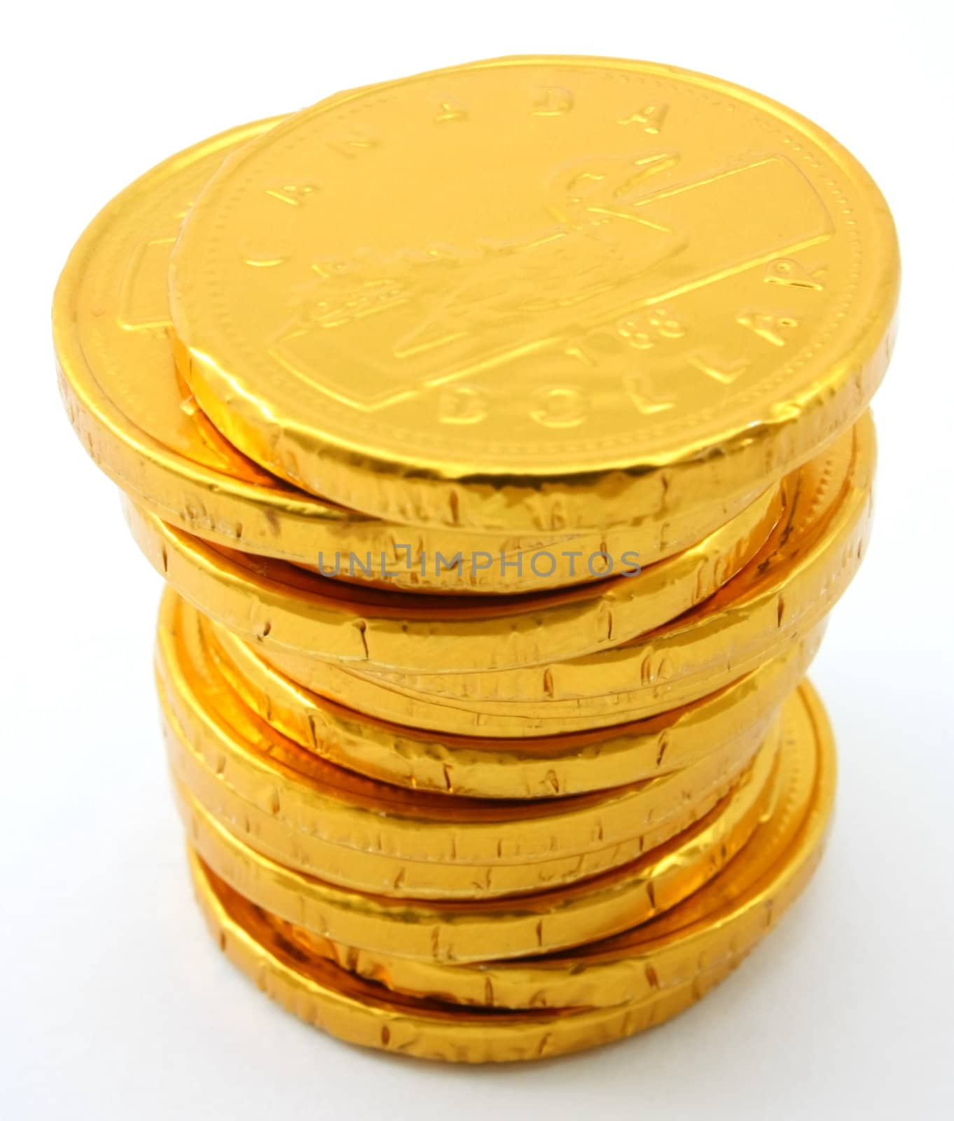 Single stack of chocolate gold coins by jayvivid